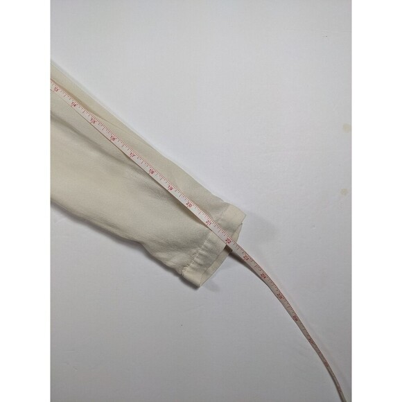 Magaschoni Silk Blouse Cream Ivory 2 Lace-up Neckline Pockets - Picture 6 of 7